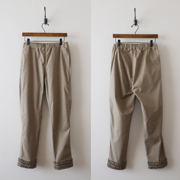 冬のパンツ祭り　１００ｃｍストレッチ伸縮コットンチノ生地小花フリル裾　 脚長パンツ巻き縫いベージュG54_画像10