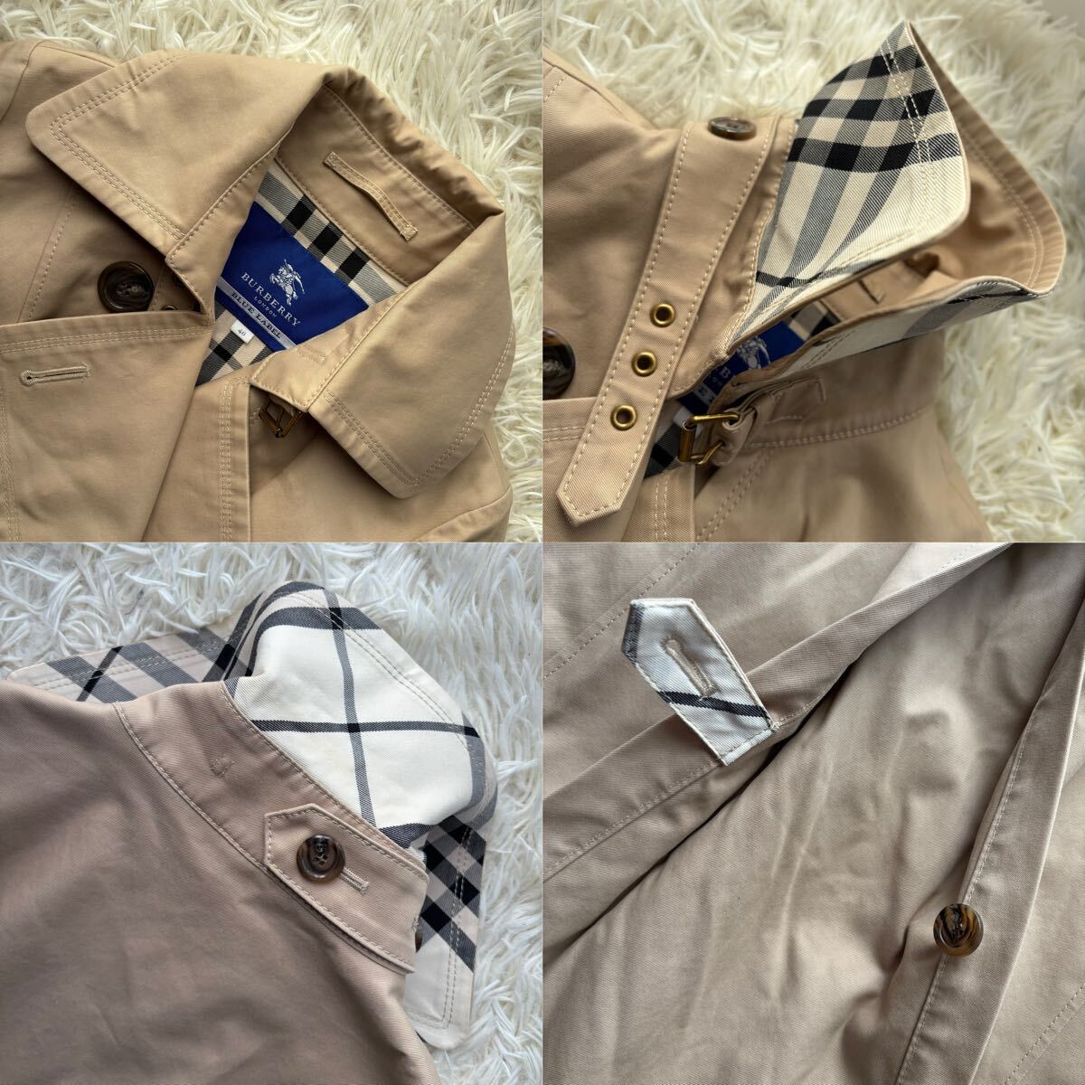 【激レア 美品】BURBERRY BLUE LABEL バーバリー ブルーレーベル トレンチコート ノバチェック ベルト付 ベージュ ハニーベージュ 40 S〜M_画像2