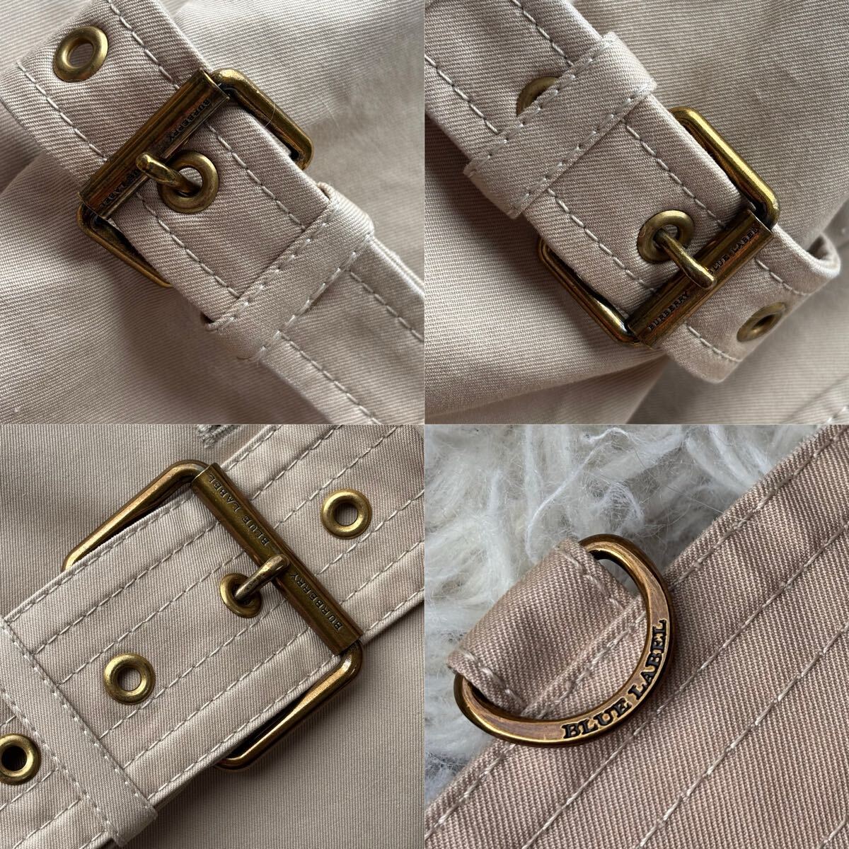 【激レア 美品】BURBERRY BLUE LABEL バーバリー ブルーレーベル トレンチコート ノバチェック ベルト付 ベージュ ハニーベージュ 40 S〜M_画像9