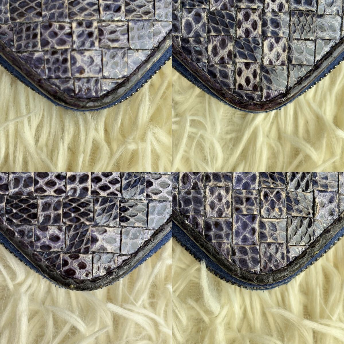 [ очень редкий прекрасный товар ]BOTTEGA VENETA Bottega Veneta длинный кошелек Zippy бумажник сетка a year z питон . кожа оттенок голубого синий серия 