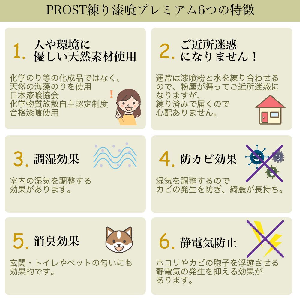 簡単!練り漆喰プレミアム 全19色 4kg(畳2枚分 3.3m2)/PROST 練済み漆喰 日本製 左官 塗り壁 漆喰 ペイント Z28_画像4