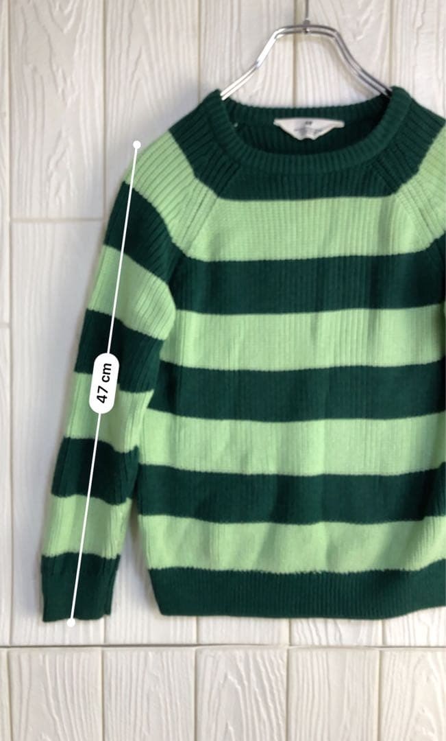 H&M 長袖ストライプニットセーター　37cm肩幅　50cm着丈_画像4