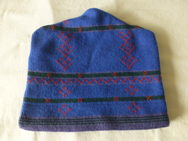 未使用!! patagonia WOOL HAT FA1992年製 廃盤モデル 柄物 ONE SIZE コバルト FRANCE製 ウールハット パタゴニア PATAGONIA patagonia_画像1