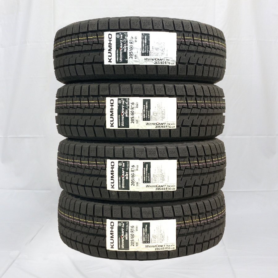 送料無料 205/60R16 92R KUMHO WINTERCRAFT ICE WI61 24年製 正規品 新品 スタッドレスタイヤ 4本セット 【セール品】_画像1