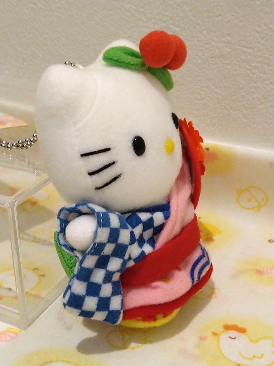 激レア　キティ　山形バージョン　花笠　さくらんぼ　マスコット　ぬいぐるみ　ボールチェーン　タグ付き未使用品_画像9