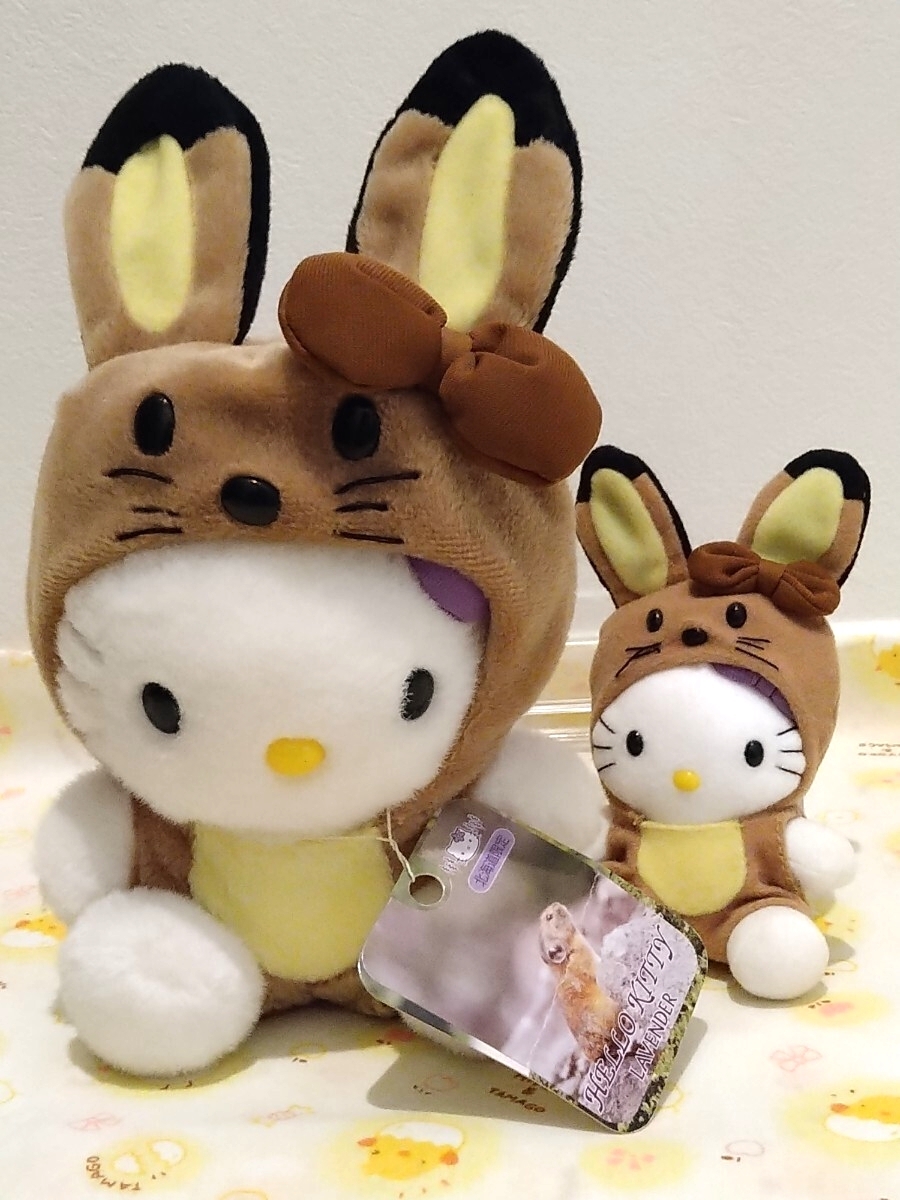 激レア　キティ　北海道限定　ラベンダー　エゾウサギ　ぬいぐるみ　2000年　タグ付き未使用品　おまけ付き_画像1