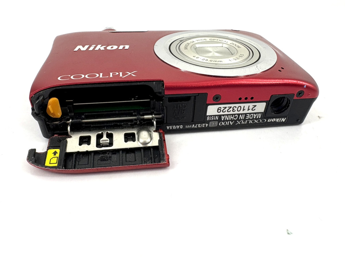  １円★Nikon ニコン COOLPIX A100 レッド デジカメ コンパクト バッテリー欠品 動作未確認 ジャンク品として_画像6