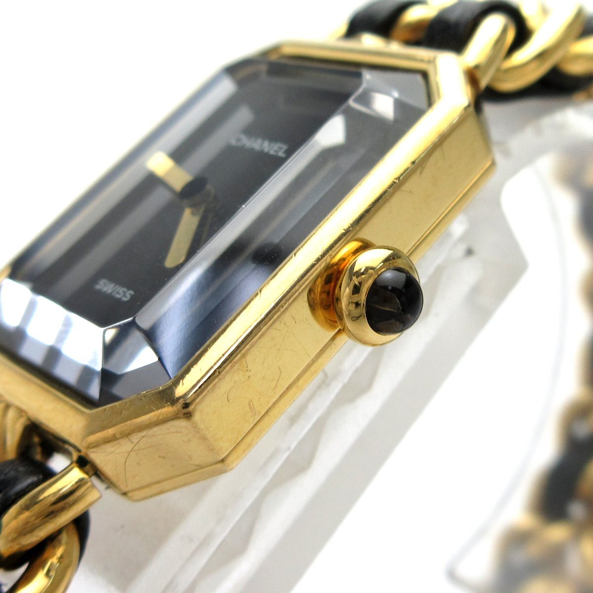 シャネル CHANEL プルミエール レディース 黒文字盤 Lサイズ 時計 PREMIERE クォーツ 婦人 稼動品_画像3