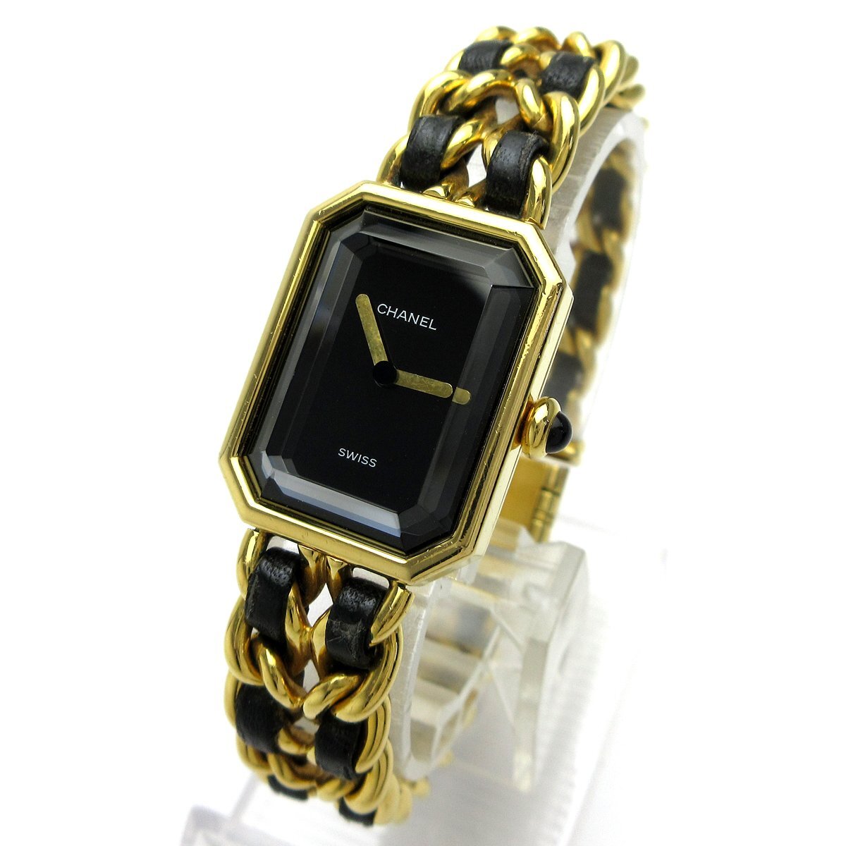 シャネル CHANEL プルミエール レディース 黒文字盤 Lサイズ 時計 PREMIERE クォーツ 婦人 稼動品_画像2