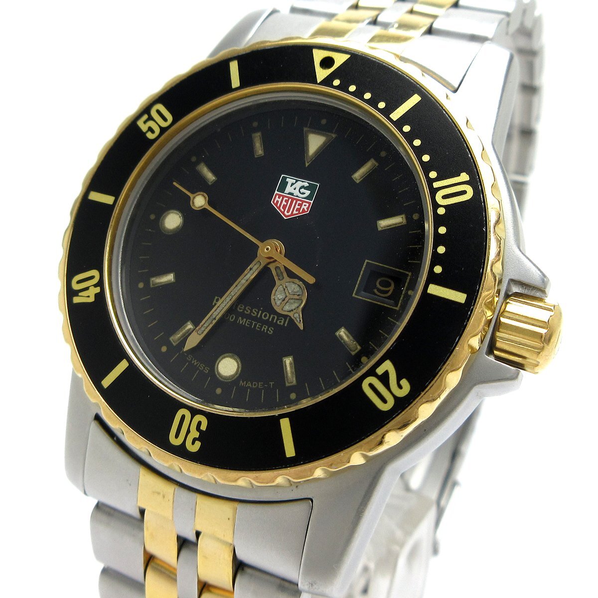 タグホイヤー TAG Heuer プロフェッショナル200 ダイバー 925.213G メンズ ゴールドコンビ 黒 時計 925.213G-2 0 クォーツ 稼動品_画像1