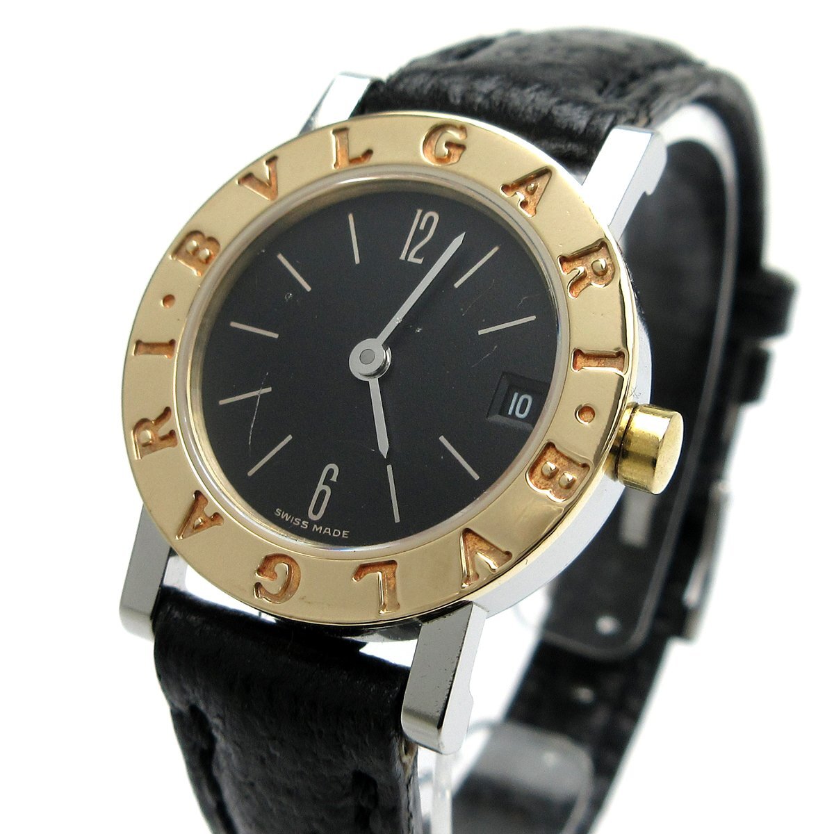ブルガリ ブルガリブルガリ レディース K18コンビ 黒 BB23SGLD 時計 BVLGARI 婦人 クォーツ 取説 稼動品_画像1