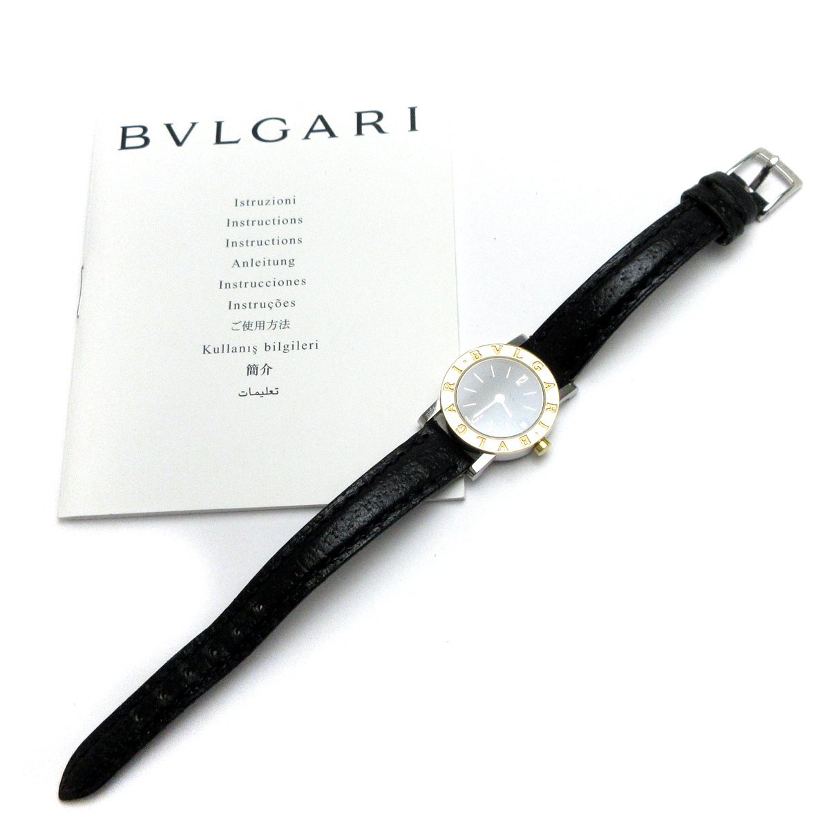 ブルガリ ブルガリブルガリ レディース K18コンビ 黒 BB23SGLD 時計 BVLGARI 婦人 クォーツ 取説 稼動品_画像3