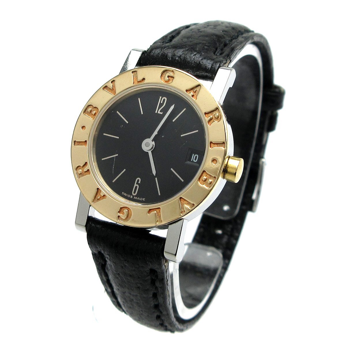 ブルガリ ブルガリブルガリ レディース K18コンビ 黒 BB23SGLD 時計 BVLGARI 婦人 クォーツ 取説 稼動品_画像2