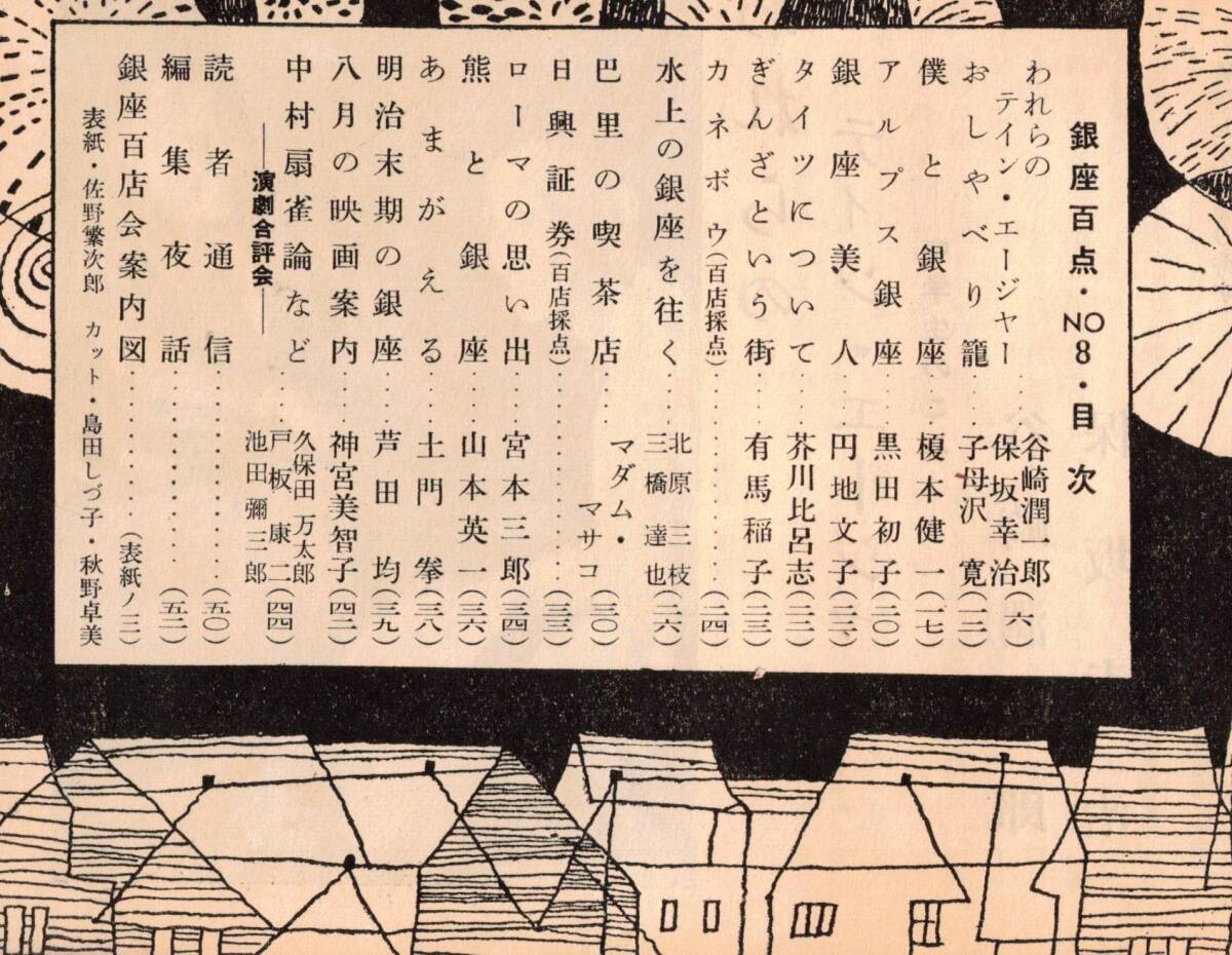 銀座百点1955No,8 表紙佐野繁次郎　われらのテイン・エージャー＝谷崎潤一郎保坂幸治　銀座美人＝円地文子　有馬稲子宮本三郎芦田均等_画像3
