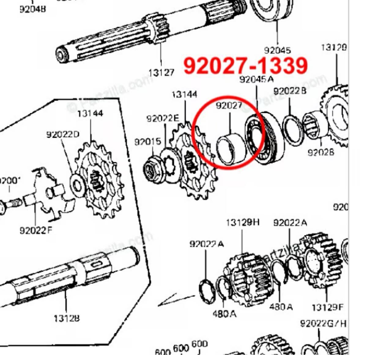 Z1000J Z1000R スプロケット裏カラー 4.6mmロング トランスミッションカラー 92027-1339改 フラットスプロケット使用可能_画像3