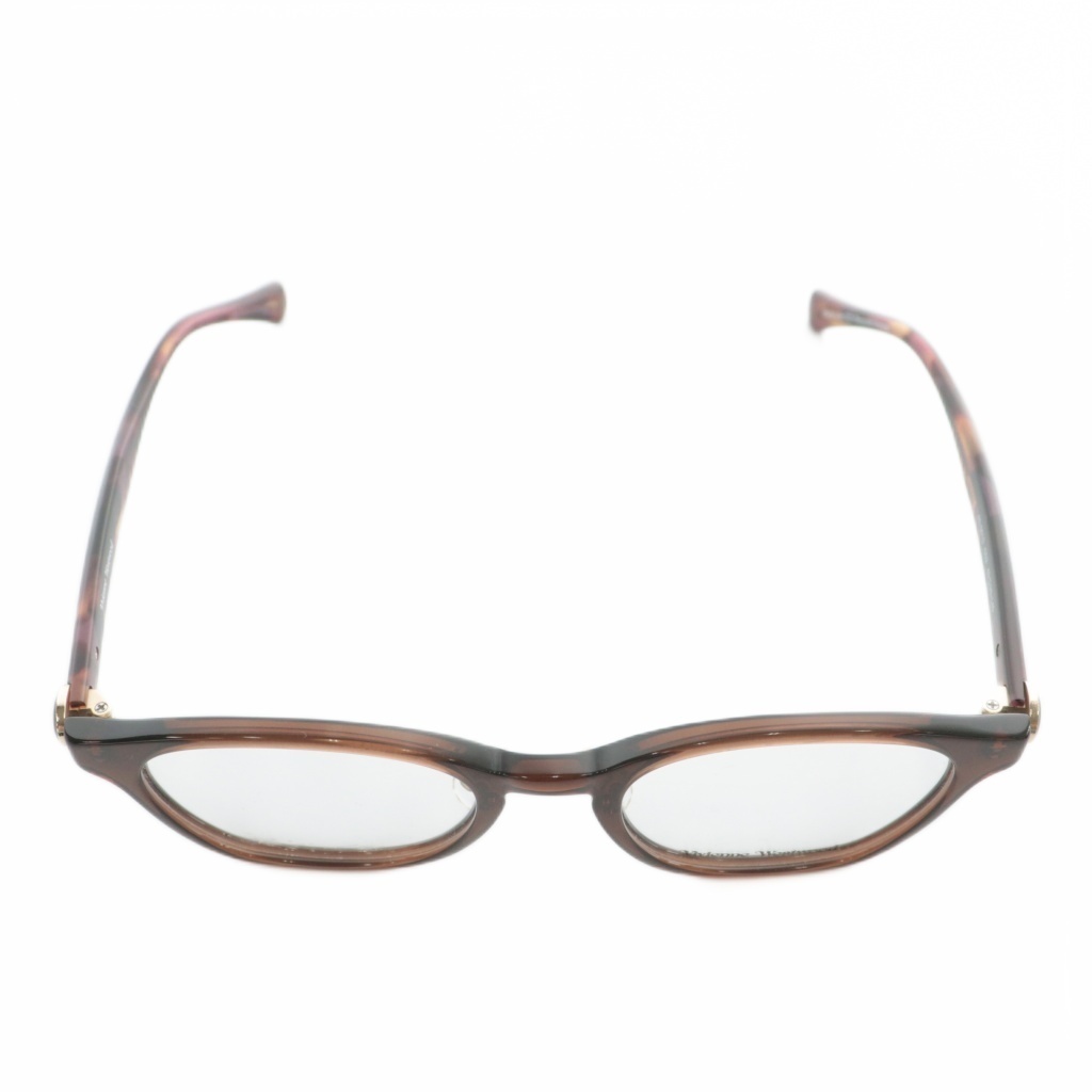 未使用品 Vivienne Westwood 眼鏡 メガネ セルフレーム デモレンズ べっ甲柄 ロゴ 49□20-140 茶色 紫 40-0013_画像3