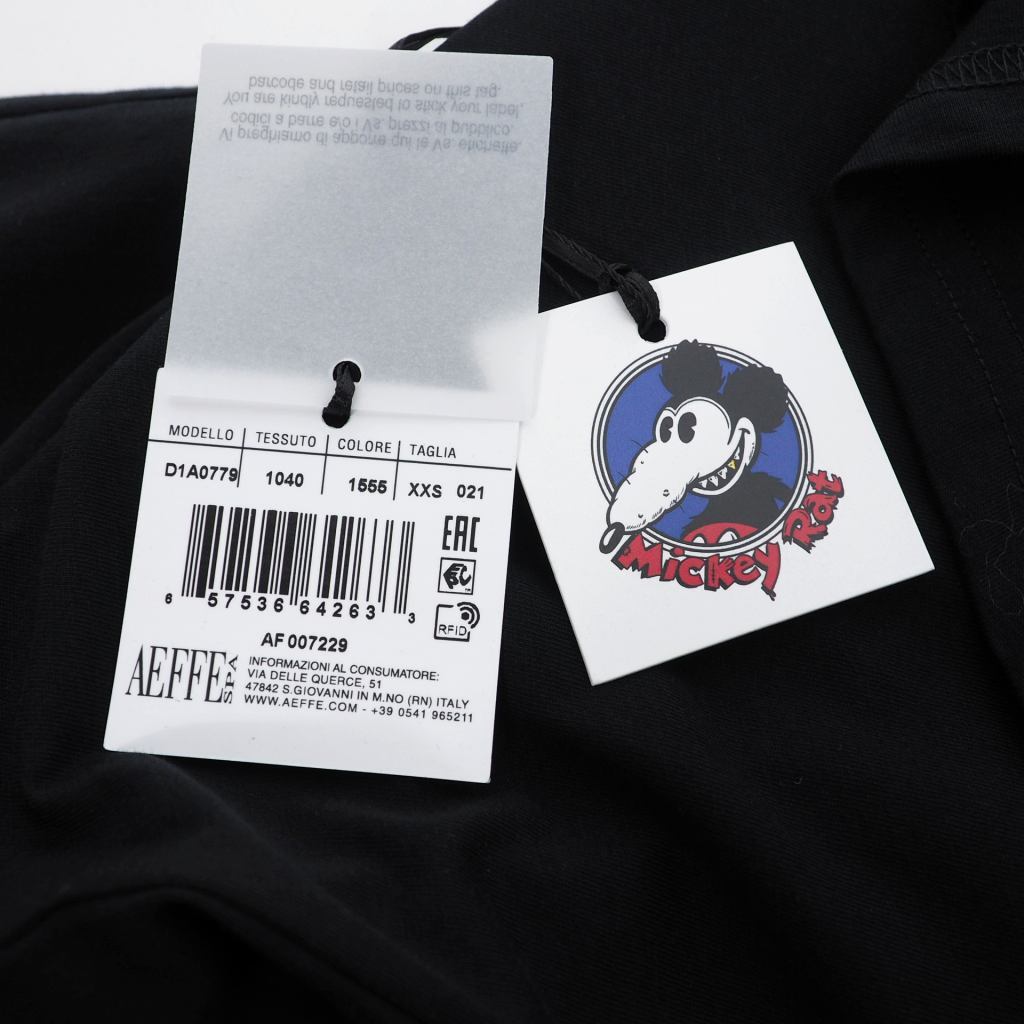 未使用品 モスキーノ MOSCHINO 20SS ネズミプリント Tシャツ カットソー 半袖 XXS ブラック 黒 A0779 メンズ_画像6