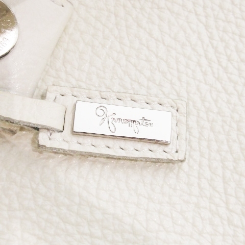 銀座かねまつ GINZA Kanematsu リバーシブルレザートートバッグ 本革 ポーチ付き ショルダー シルバーカラー 白 ホワイト_画像7