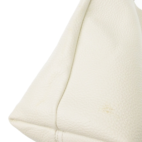 銀座かねまつ GINZA Kanematsu リバーシブルレザートートバッグ 本革 ポーチ付き ショルダー シルバーカラー 白 ホワイト_画像9