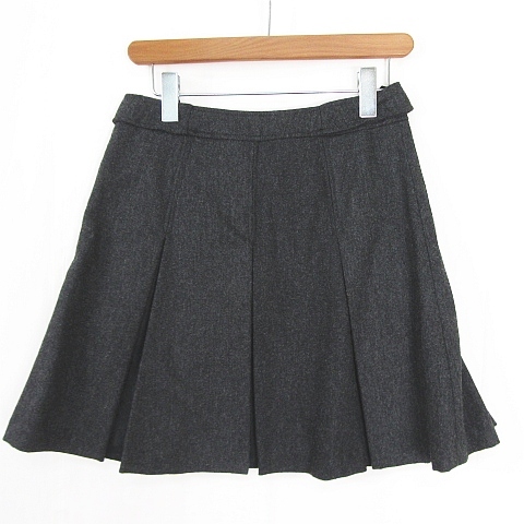 バービー Barbie ボックス プリーツ スカート 膝丈 ストレッチ 毛 M グレー ブラック レース kz13615 レディース_画像3