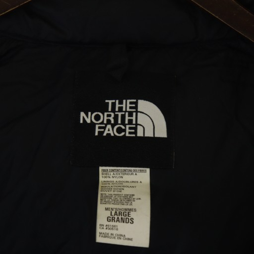 ザノースフェイス THE NORTH FACE ヌプシ ダウンベスト ナイロン リップストップ ジップアップ 切替 ロゴ フード L 黒 ブラック青 ブルー N_画像4
