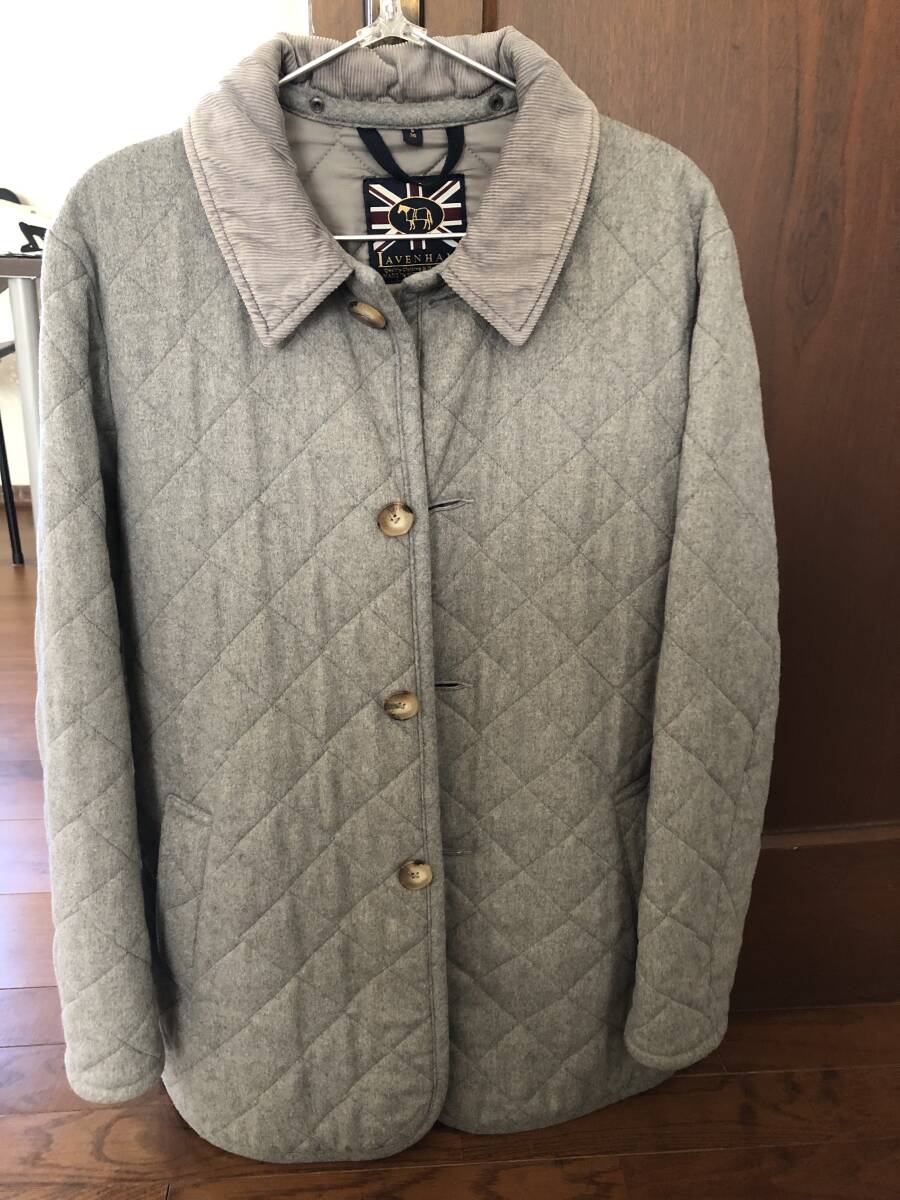 ラベンハム LAVENHAM デンストン ウールキルティングジャケット サイズ36 グレー_画像1