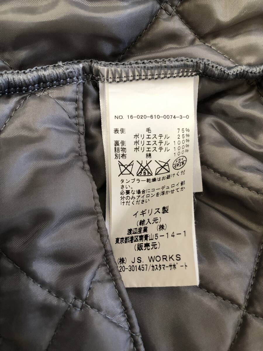 ラベンハム LAVENHAM デンストン ウールキルティングジャケット サイズ36 グレー_画像5