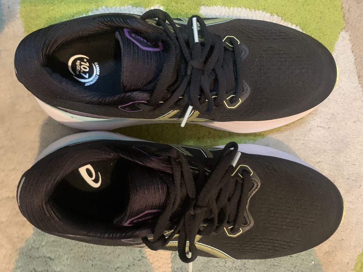 アシックス GEL-KAYANO 30 WIDE ゲルカヤノ30 ワイド レディス 陸上/ランニングシューズ : ブラック×イエロー asics 24.5cm _画像2