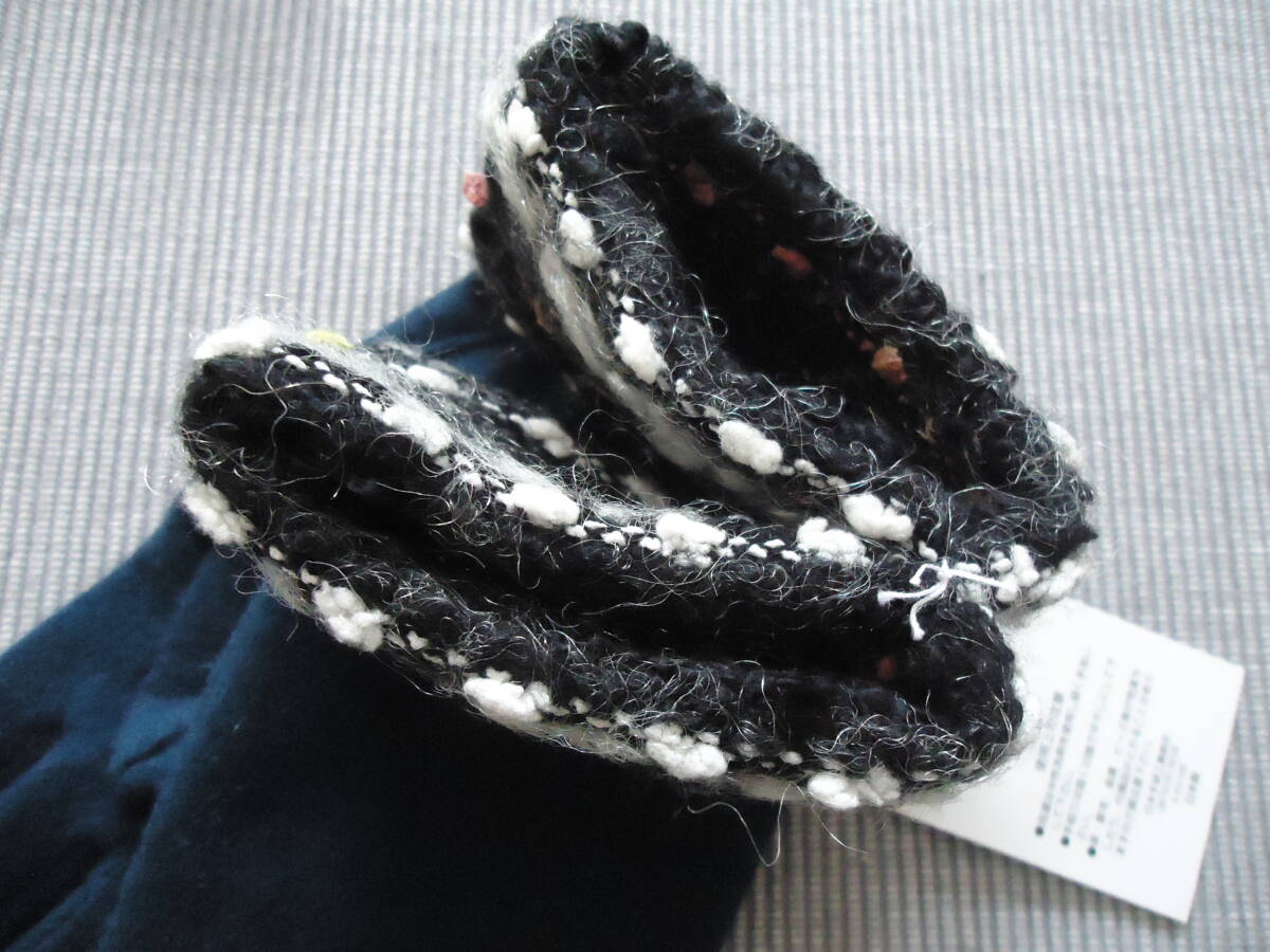 ★かがわの手袋★デザインカフス★ウール★新品★ブルー★日本製★_画像3