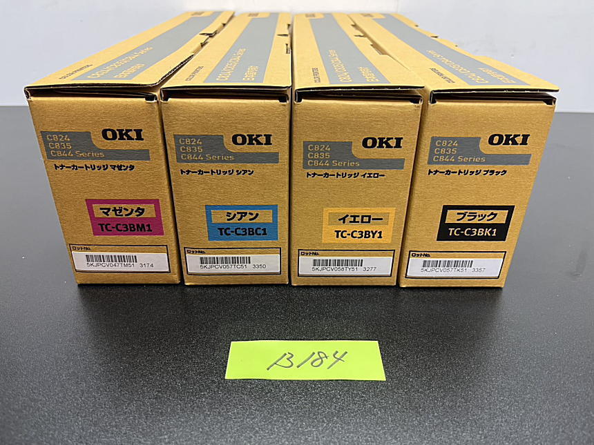 B-184【新品】沖電気工業　OKI　トナーカートリッジ　TC-C3BK1/TC-C3BC1/TC-C3BM1/TC-C3BY1　K/C/M/Y　4色4本セット　純正_画像1