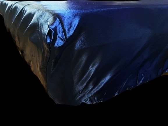 光沢 ネイビー ツルツル 艶々 サテン とろみ感 ベットシートカバー ダブル寸 ホールドタイプ フェチ_画像6