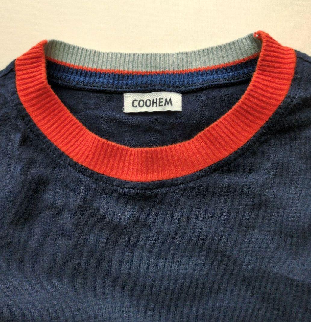 コーヘン COOHEN YONETOMI ニット サイドライン Tシャツ M 紺_画像5