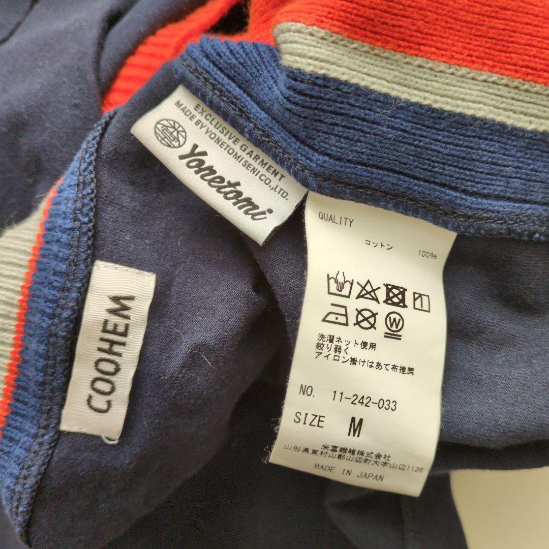 コーヘン COOHEN YONETOMI ニット サイドライン Tシャツ M 紺_画像6