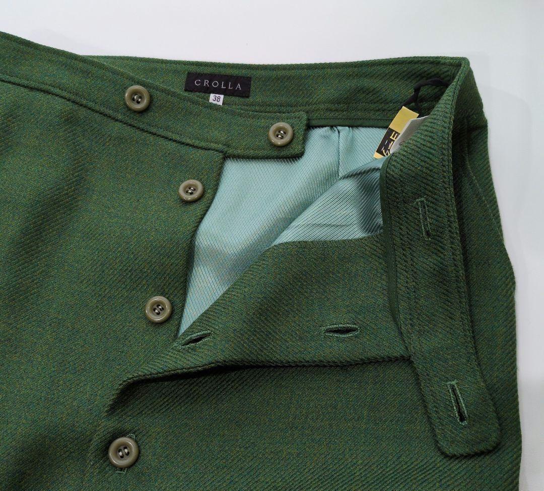 CROLLA クローラ タイトスカート 裾レース スリット グリーン 38_画像6