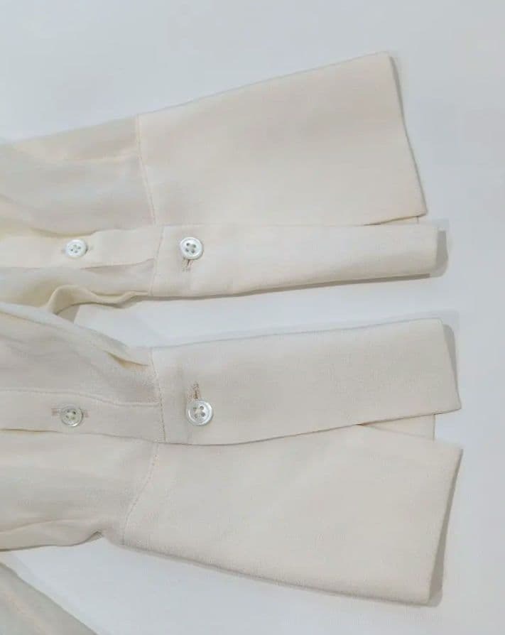 バナナリパブリック シルク100% ピンタック バンドカラー シアーブラウス M_画像6