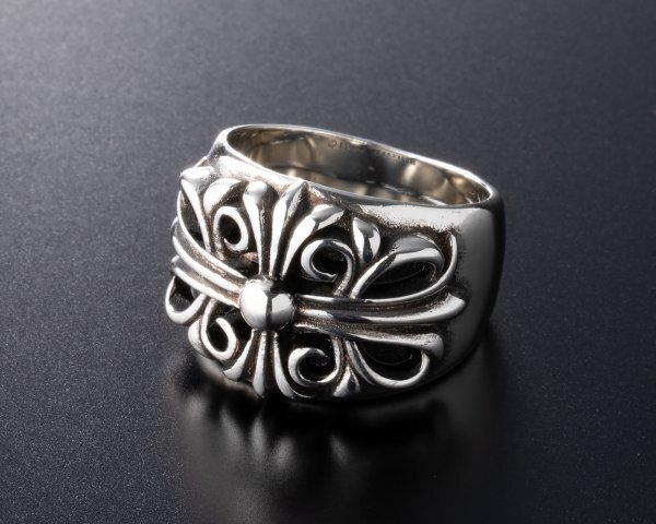 シルバー925 リング メンズ レディース クロス フローラル キーパーリング 指輪 アクセサリー 38_画像1