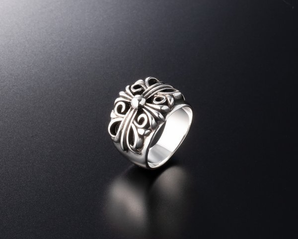 シルバー925 リング メンズ レディース クロス フローラル キーパーリング 指輪 アクセサリー 38_画像3