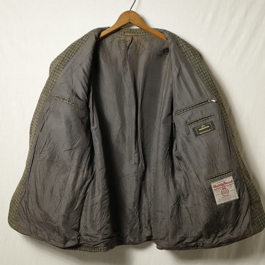 ドイツ walbusch ワルブッチ ハリスツイード ジャケット / ビンテージ くるみボタン 2つ釦_画像4