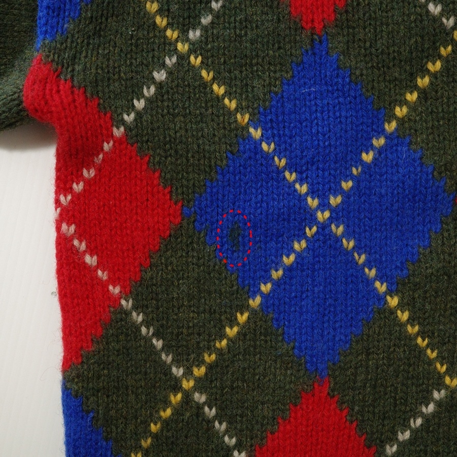 英国製 Nigel Cabourn ナイジェルケーボン Vネック アーガイル ニット セーター 1 / クリケット チルデンニット_画像6