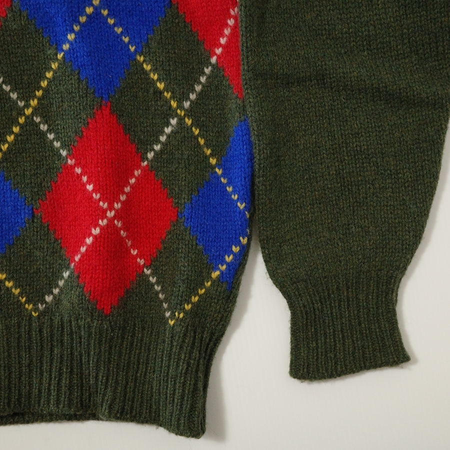 英国製 Nigel Cabourn ナイジェルケーボン Vネック アーガイル ニット セーター 1 / クリケット チルデンニット_画像5