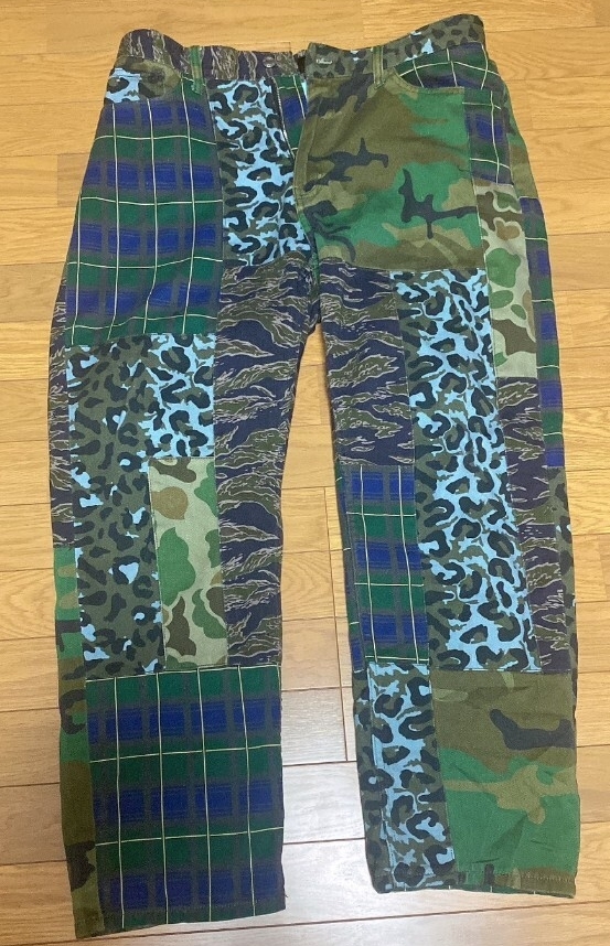 X-LARGE エクストララージ パッチワーク 迷彩ワークパンツ 36inch_画像2