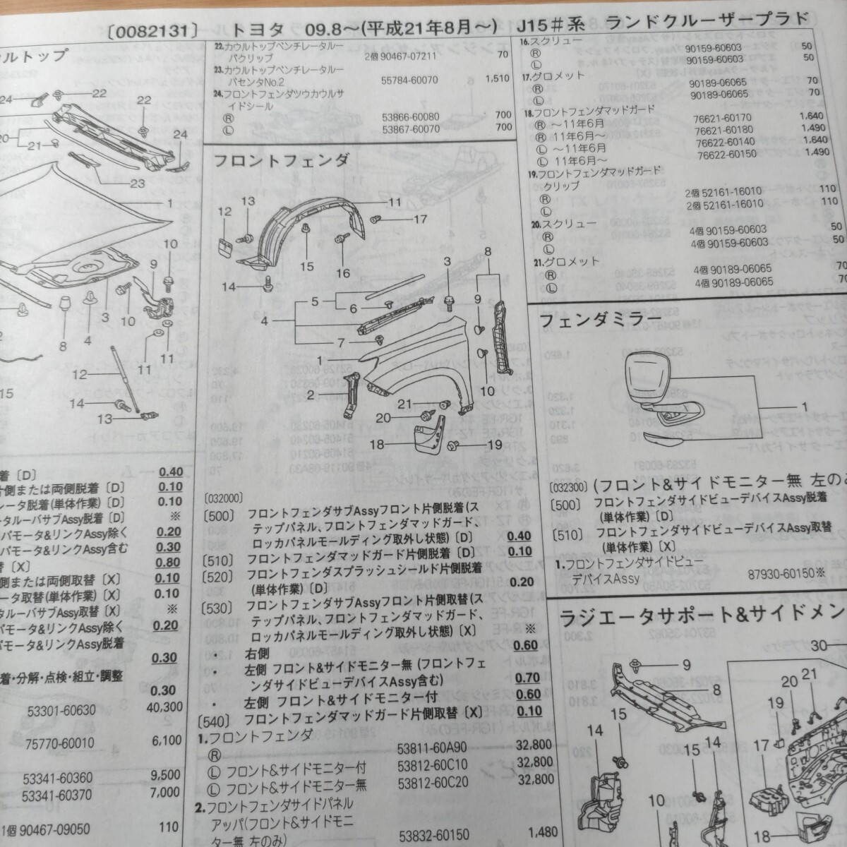 ■■【パーツガイド】　トヨタ　ランドクルーザープラド　(Ｊ１５＃系)　Ｈ21.8～　２０１３年後期版 【絶版・希少】_画像2