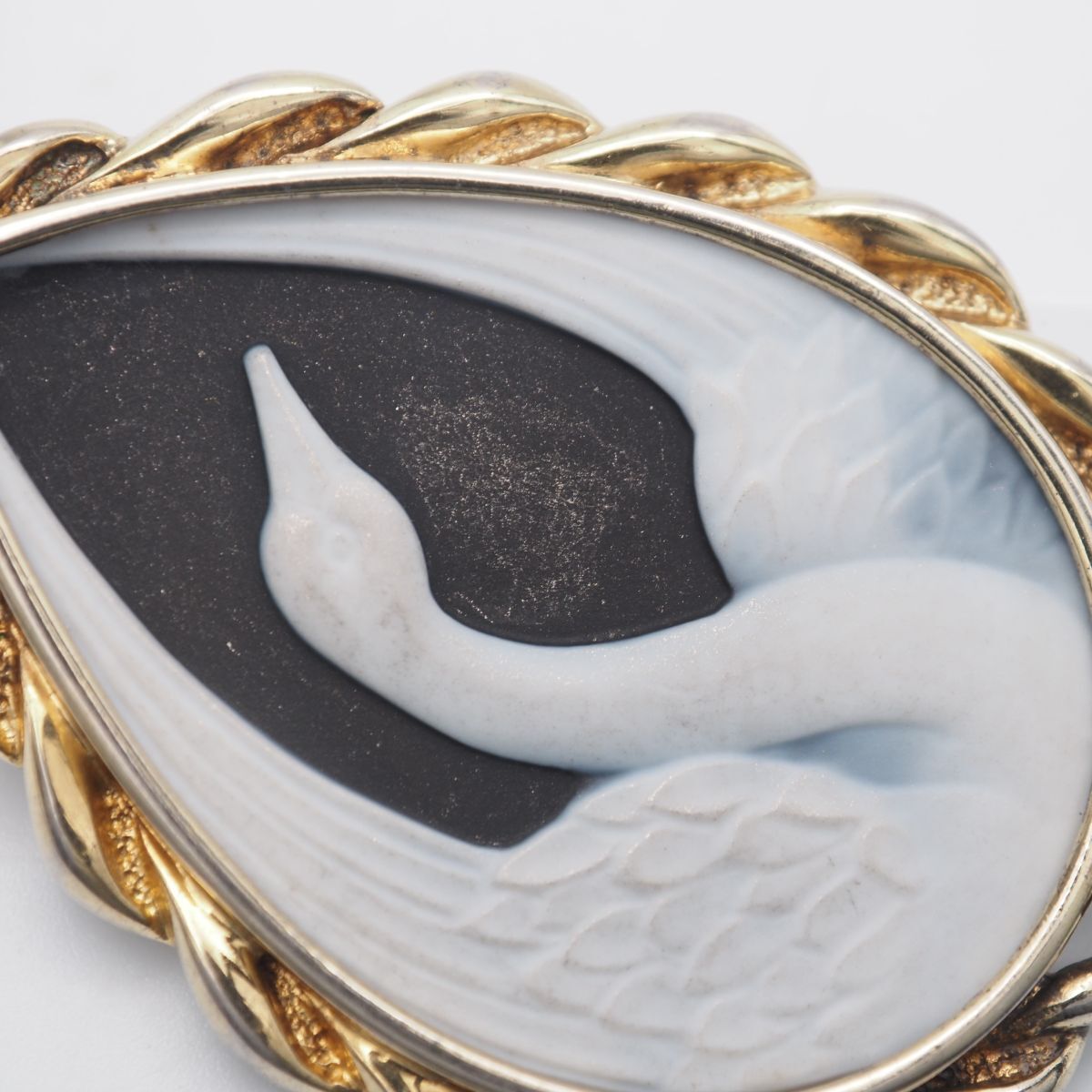 H806 IEI ストーンカメオ ピンクスピネル ダイヤモンド ペンダント トップ スワン 白鳥 デザイン チャーム ヘッド_画像9