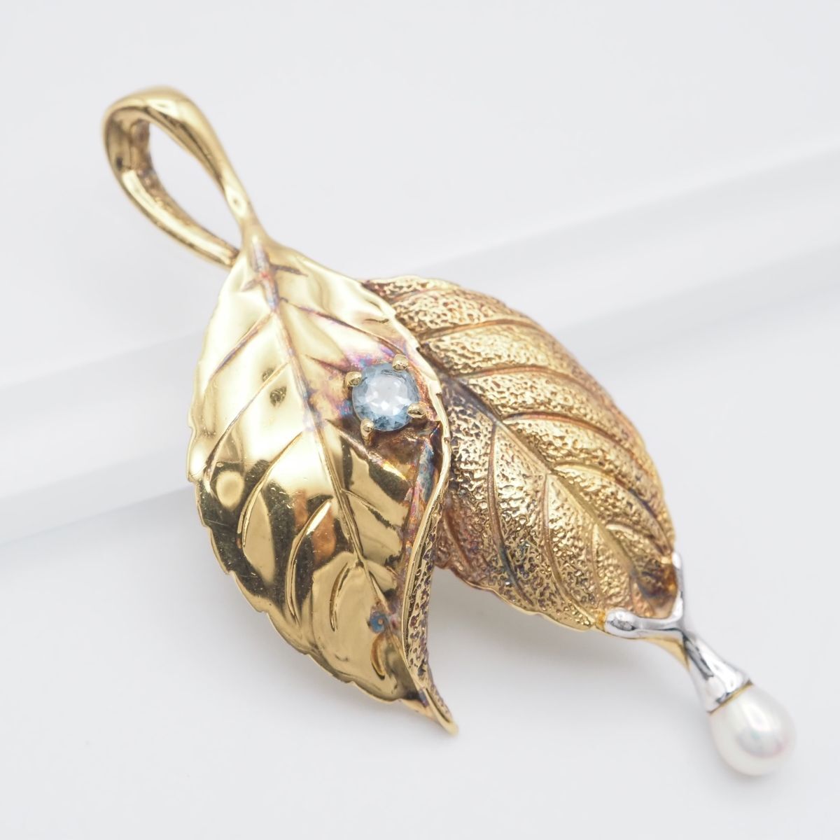 H792 IEI アクアマリン 淡水真珠 パール 925刻印 ペンダント トップ デザイン シルバー ゴールド チャーム ヘッド 3月 6月誕生石_画像1