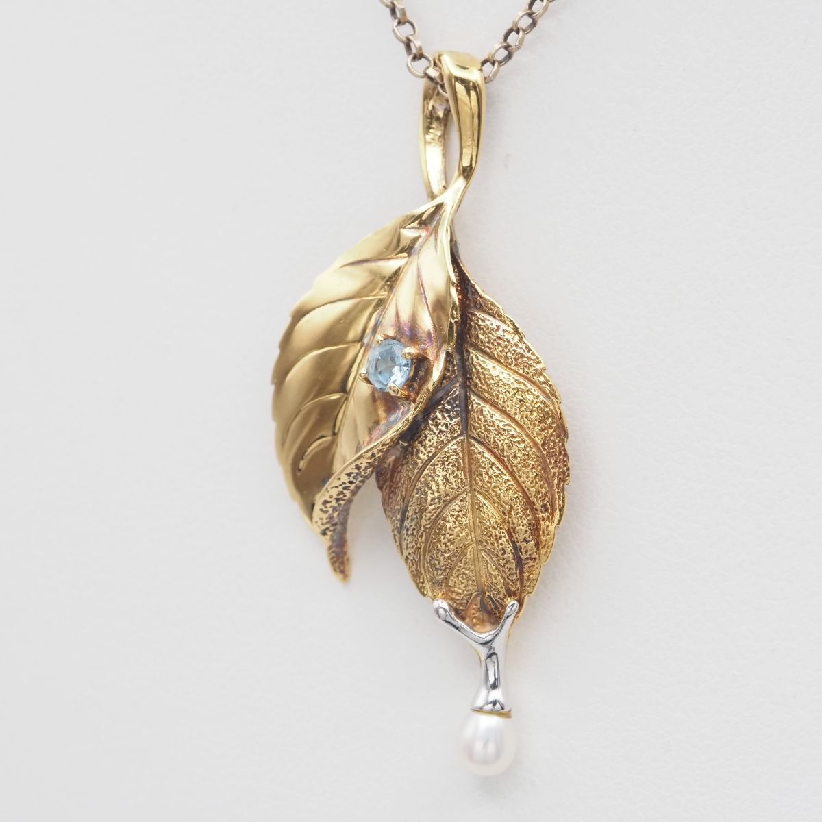 H792 IEI アクアマリン 淡水真珠 パール 925刻印 ペンダント トップ デザイン シルバー ゴールド チャーム ヘッド 3月 6月誕生石_画像3