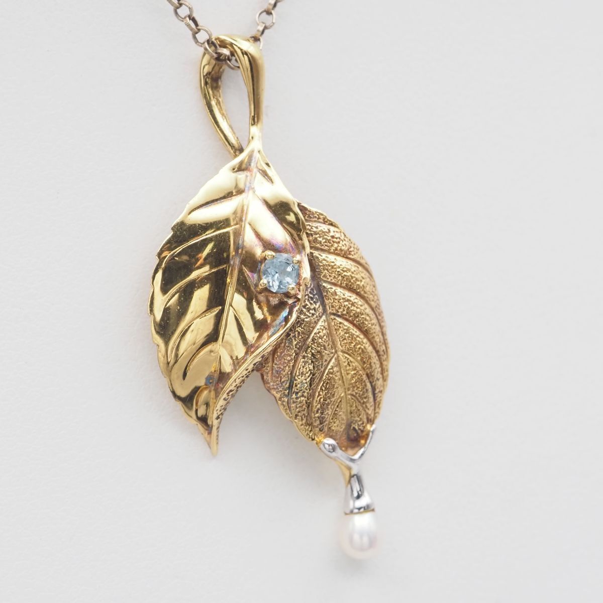 H792 IEI アクアマリン 淡水真珠 パール 925刻印 ペンダント トップ デザイン シルバー ゴールド チャーム ヘッド 3月 6月誕生石_画像4