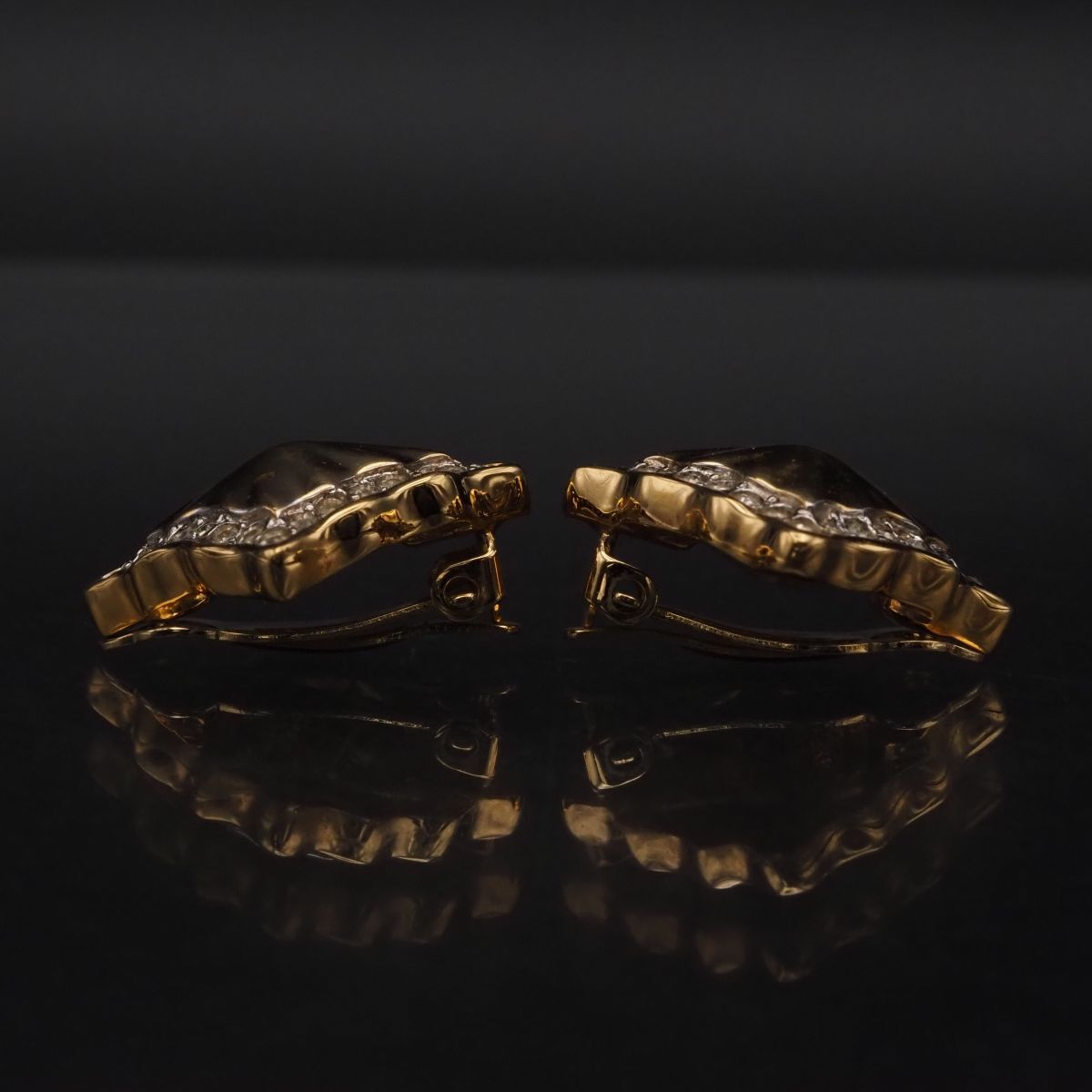 H943 NINA RICH ニナリッチ イヤリング ラインストーン ゴールド デザイン コスチュームジュエリー_画像3