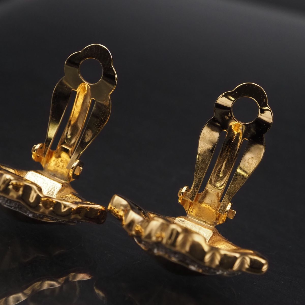 H943 NINA RICH ニナリッチ イヤリング ラインストーン ゴールド デザイン コスチュームジュエリー_画像5