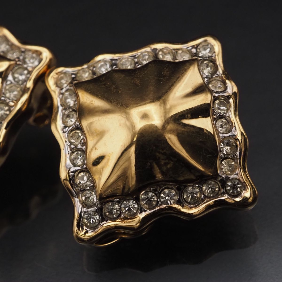 H943 NINA RICH ニナリッチ イヤリング ラインストーン ゴールド デザイン コスチュームジュエリー_画像8