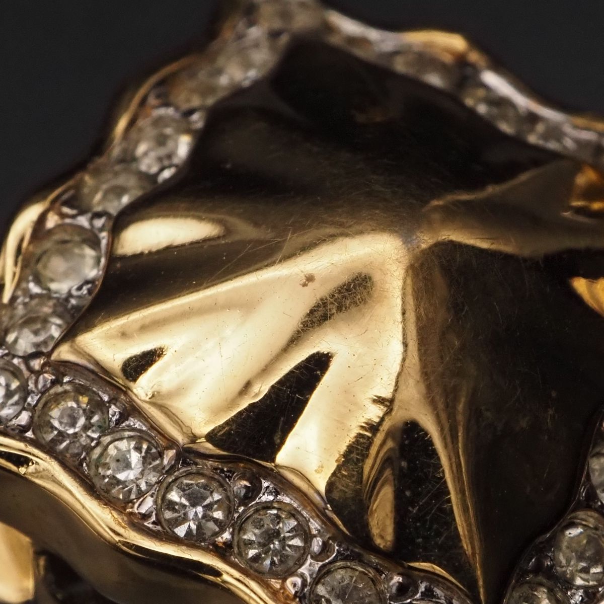 H943 NINA RICH ニナリッチ イヤリング ラインストーン ゴールド デザイン コスチュームジュエリー_画像9